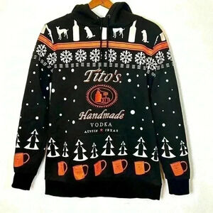 Tito's Sweater Hoodie Medium  Vodka Club Holiday Drink Cheers Party Ugly Dog Uni